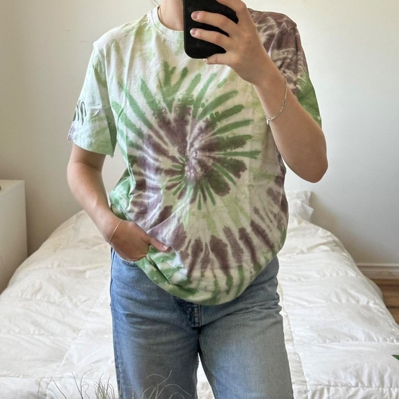 Green and purple spiral tie-dye t-shirt - Picture 5 of 6